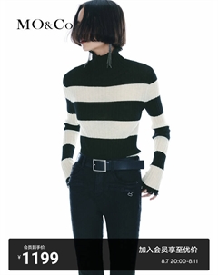 Свитер-водолазка из ангорского мохера, черно-белый Moco