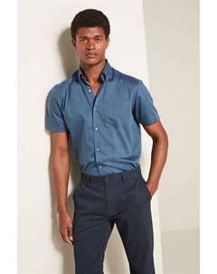 Легкая в уходе королевская оксфордская рубашка с короткими рукавами, синий Next