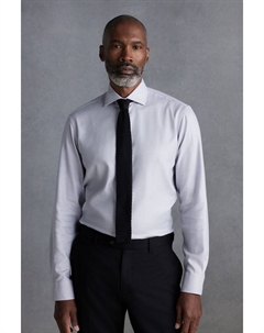 Фирменная фактурная рубашка из 100% хлопка узкого кроя с одним манжетом, серый Next