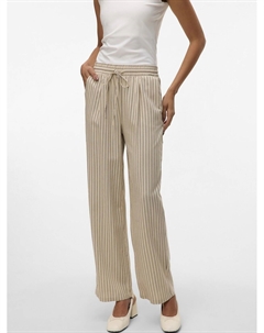Брюки широкие в полоску бежевый Vero moda