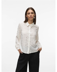 Рубашка с английской вышивкой белый Vero moda