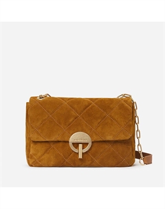 Сумка с ремешком S из стеганой замшевой кожи MOON каштановый Laredoute