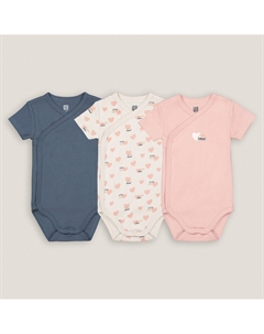 Комплект для новорожденного из трех боди с короткими рукавами бежевый Laredoute