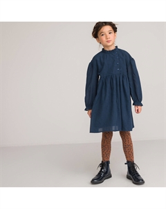 Платье с длинными рукавами синий Laredoute