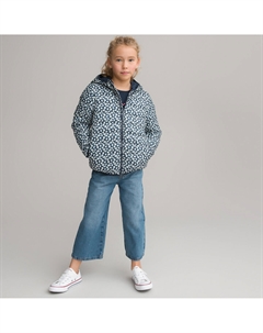 Куртка стеганая легкая с капюшоном и цветочным принтом синий Laredoute