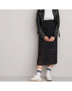 Юбка для периода беременности с плиссировкой и принтом в горошек черный Laredoute