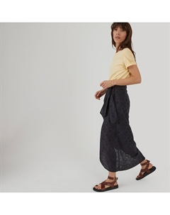 Юбка с запахом из английской вышивки черный Laredoute