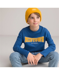 Лонгслив с надписью 3-14 лет синий Laredoute