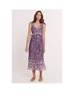 Платье с принтом и завязками на спинке Canaduz синий Laredoute