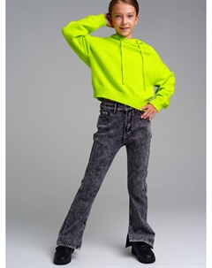 Брюки текстильные джинсовые утепленные флисом для девочек Playtoday tween