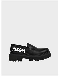 Лоферы с белым лого, черные Msgm