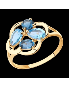 Кольцо из золота с голубыми и синими топазами Sokolov