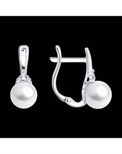 Серьги из белого золота с бриллиантами и жемчугом Sokolov