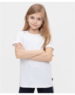 Футболка однотонная из мягкого трикотажа для занятий физкультурой белая Button blue