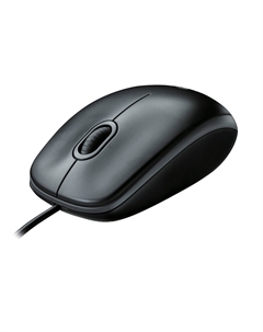 Мышь проводная B100, 800dpi, оптическая светодиодная, USB, черный (910-006605) Logitech