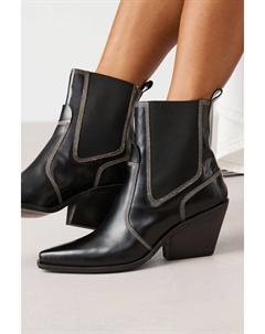 Кожаные ботильоны Signature Forever Comfort Western с декоративной строчкой, черный Next