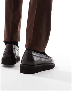 Пенни-лоферы из коричневой кожи с меховой отделкой Asos design