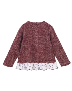 Толстовка под мрамор для девочки с карманами и рюшами, гранат Dadati