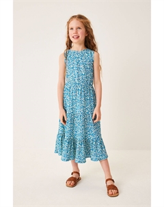 Многослойное платье миди с трикотажной спиной, синий Next