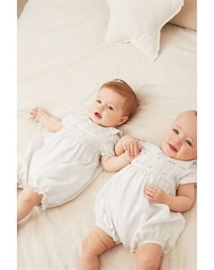 Шелковые детские комбинезоны премиум-класса на крестины, бежевый Next