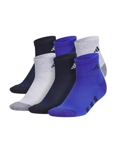 Детские носки Athletic Cushioned Quarter Ankle Socks - 6 шт. в упаковке, кобальтовый/темно-синий Adidas
