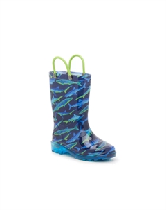 Сапоги Shark Light-Up Rain Boot - детские, сине-зеленый принт акулы Western chief