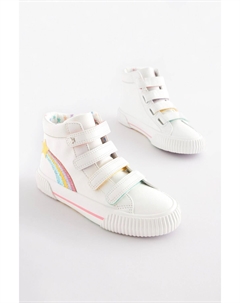 Высокие кроссовки на танкетке с застежкой-липучкой, белый Next