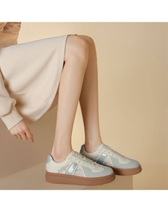 Кеды, скейтборд обувь женская низкая, бежевый/розовый Josiny