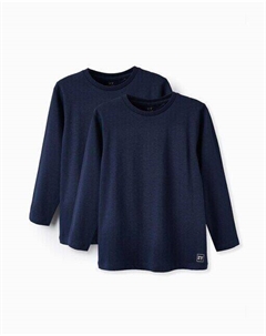 В упаковке 2 однотонные детские футболки из 100 % хлопка, темно-синий Zippy