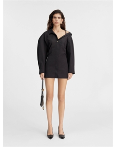Асимметричное мини-платье-рубашка The mini shirt dress, черный Jacquemus