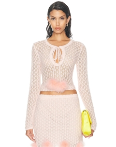 Свитер с завязками на шее, цвет Powder Pink Blumarine