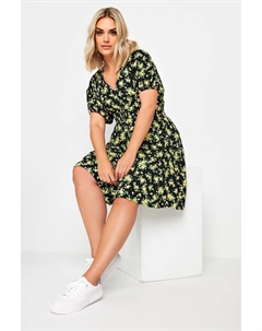 Платье с пуговицами в форме крыла летучей мыши, черный Yours curve