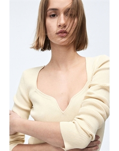 Топ Rib-knit Sweetheart-neckline, светло-желтый H&m