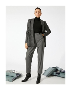 Плиссированные брюки-морковки, серый Koton