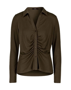Блуза-рубашка, планка на пуговицах, рюши, женская, цвет 7148 Slate Oliv Zero