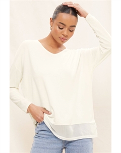 Туника из мягкого джерси с длинными рукавами и V-образным вырезом, белый Friends like these