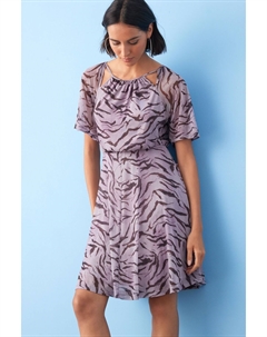 Мини-платье с расклешенными рукавами и сеткой, фиолетовый Next