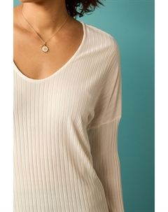 Туника в рубчик с длинными рукавами и широким вырезом, белый Next