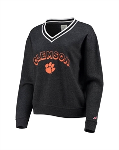 Женская лига, студенческая одежда, черный пуловер с треугольным вырезом и v-образным вырезом, с принтом Clemson Tigers Victory Springs Unbranded