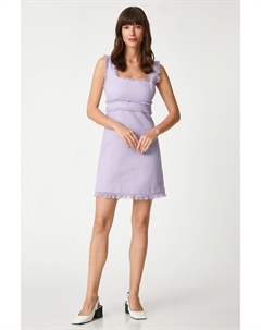 Мини-платье с кисточками и квадратным вырезом без рукавов, хлопок, фиолетовый Koton