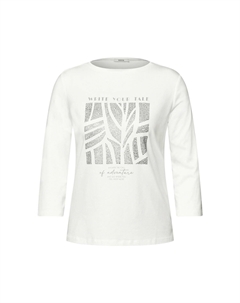 Топ с длинными рукавами MIT GLITZER-MOTIV, молочный Cecil