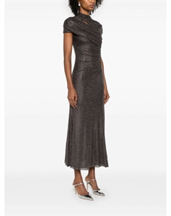 Платье миди с вырезом из страз, серый Self-portrait