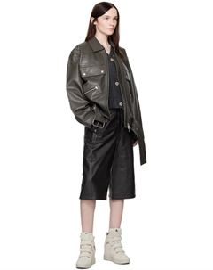 Серая кожаная куртка Yara Stand studio