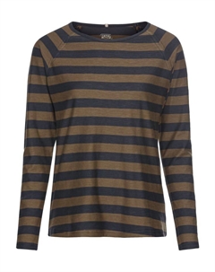 Лонгслив Streifenshirt aus reiner Baumwolle, цвет Braun-Schwarz Camel active