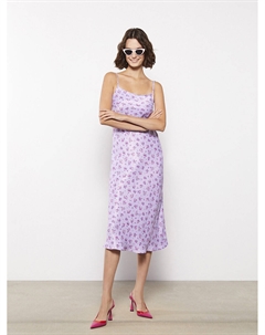 Атласное женское платье с квадратным воротником и цветочным ремнем Xside