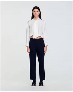 Однотонные прямые женские брюки из технической ткани, черный Sandro