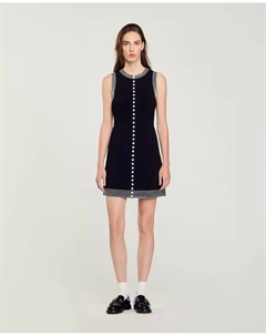 Короткое платье на пуговицах, черный Sandro