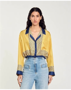 Короткая женская рубашка с струящимся принтом, желтый Sandro