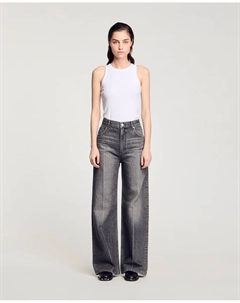 Женские широкие джинсы-бойфренды со средней посадкой, серый Sandro