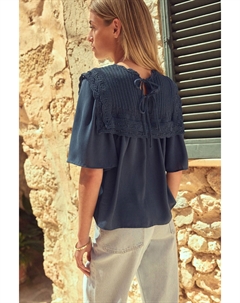 Джемпер из комбинированной трикотажной пряжи с оборками, синий Next